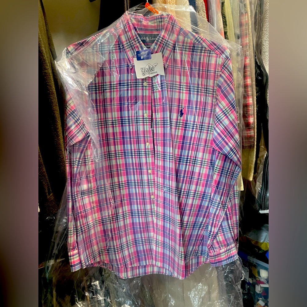 Polo Ralph Lauren S Multicolor Plaid Cotton Dress Shirt Mint Condition donated*